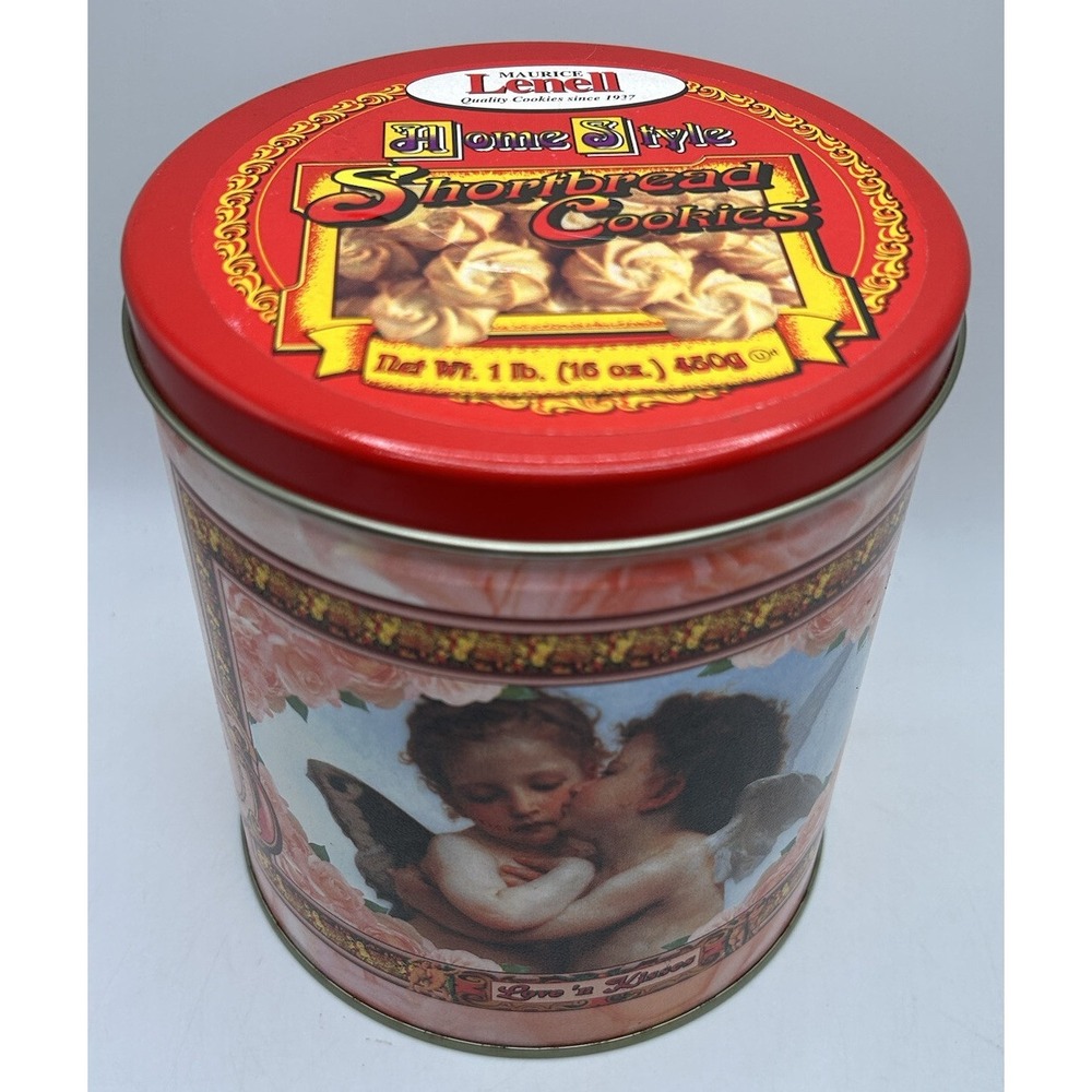 Maurice Lenell 1996 Tin Love Kisses Valentines Day Décor Shortbread‎ Cookies VTG